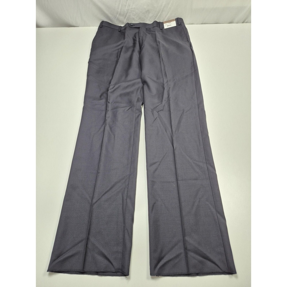 Prontomoda Dress Pants Mens 38x36 Blue Super 140s Wool Flat Front Unhemmed NWT